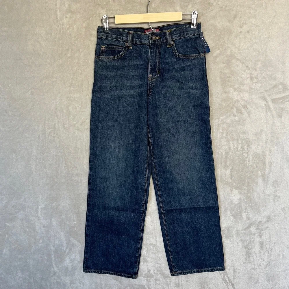 Old Navy Boys Size 12 Dark Wash Denim Straight Non-Stretch Jeans NWT V/306488